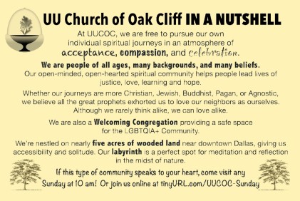 uu church of oak cliff in a nutshell